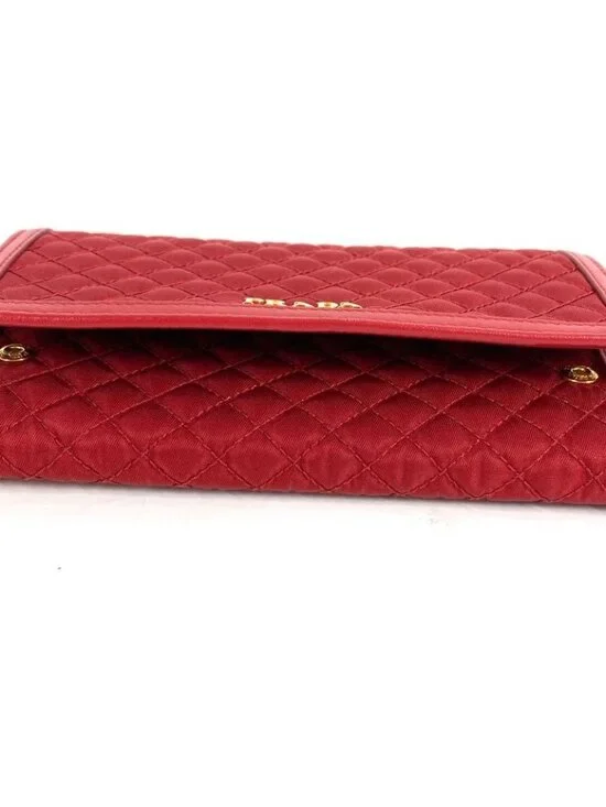 Prada Wallet Logo Quilted Nylon Red - Picture 5 of 9